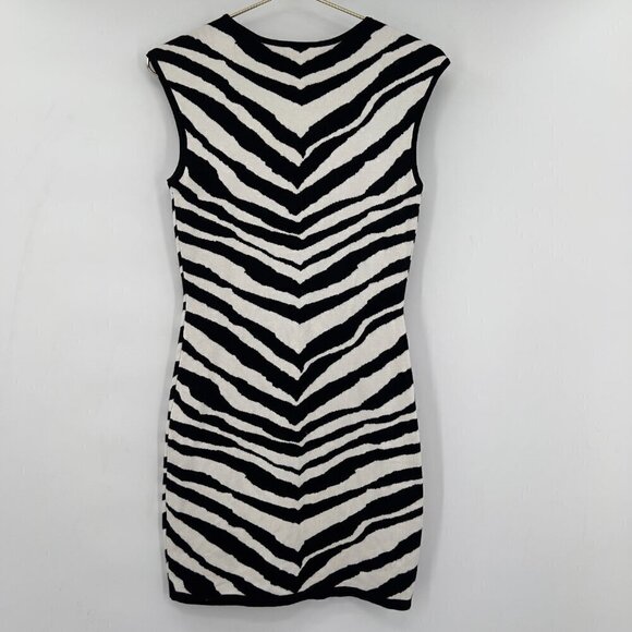 Express Women's Zebra Print Black/White Bodycon Stretchy Midi Dress Size S/P NWT - Picture 2 of 6